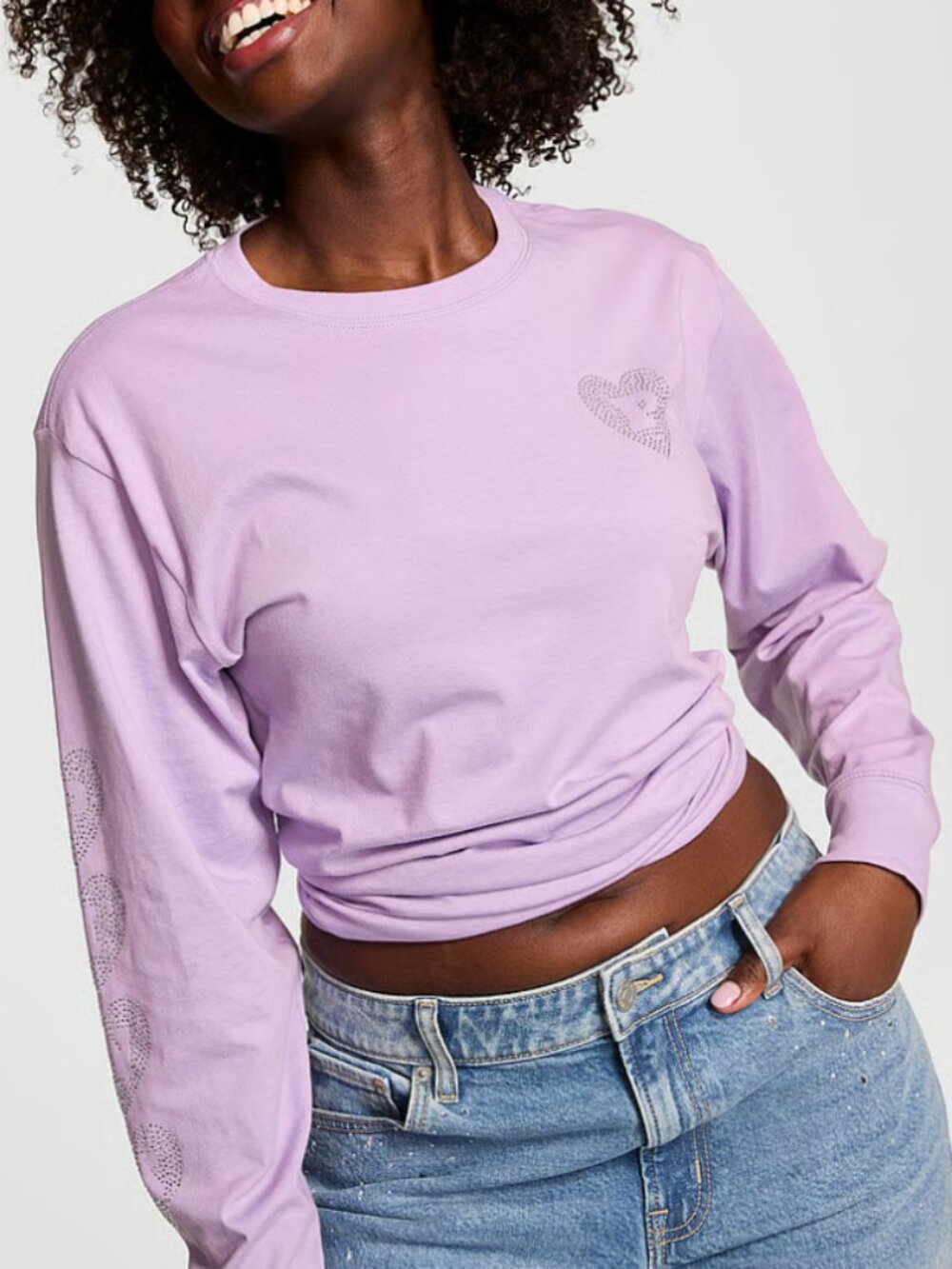 PINK Victoria's Secret Cotton Campus Rhinestone Long-Sleeve - XLarge - NWT